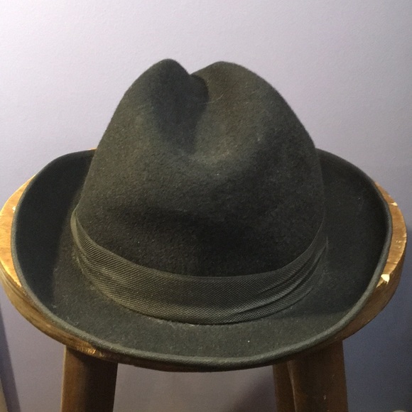 Vintage Pepo Sapka hat factorie Istanbul black felt Homburg 2” wide brim cap - Picture 5 of 12